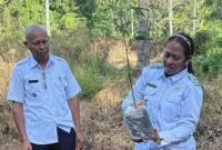 Foto : Wakil Bupati Apremoi Dethan didampingi Camat Rote Selatan Tanam Anakan Durian, dari Aspirasi Anggota DPR RI Usman Husin